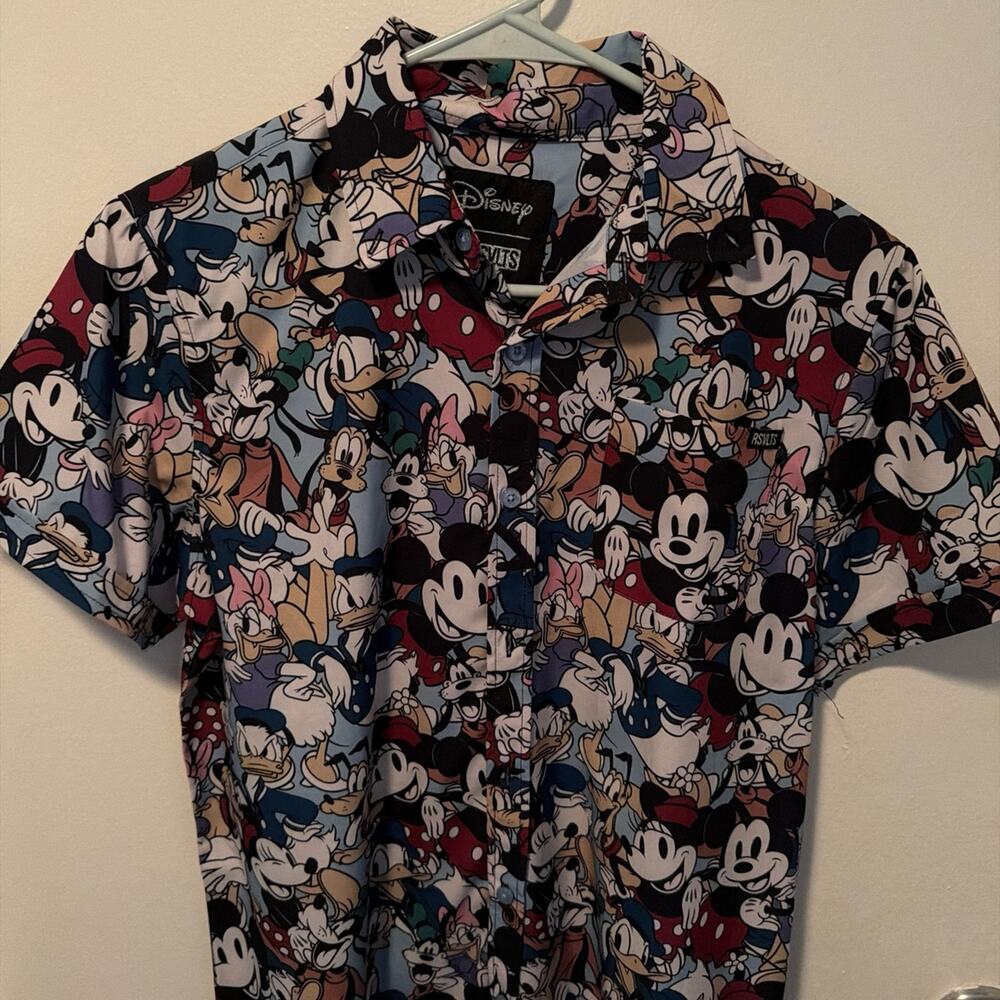 RSVLTS Disney Mickey Mouse All Over Print Button Up Shirt